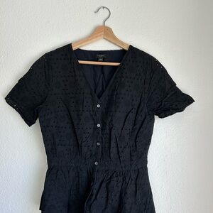 Ann Taylor Black Eye-let Button-Up Blouse